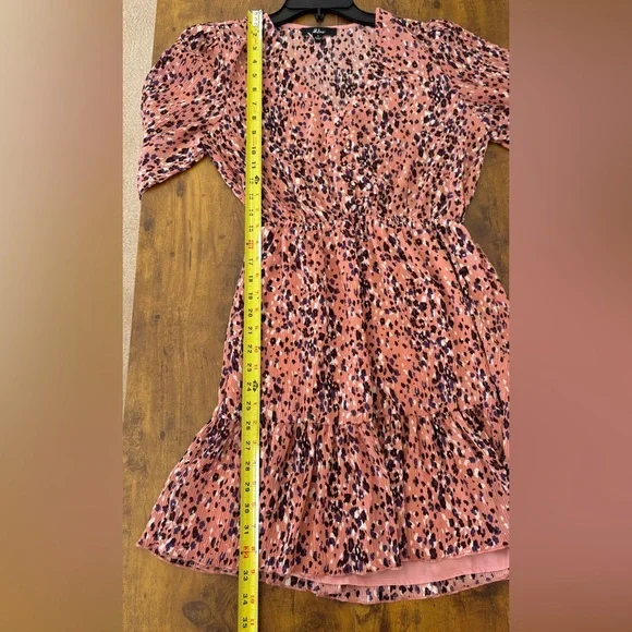 Lulus Size Small Dusty Rose Mauve Multi Print Mini Dress Half Sleeve V-Neck - Picture 8 of 8